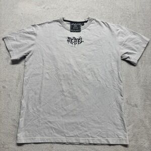 Rebel Vengeance Mens Embroidered‎ Rebel V Tee Shirt Grey Medium Streetwear